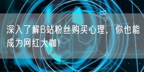 深入了解B站粉丝购买心理，你也能成为网红大咖！