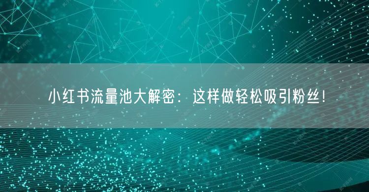 小红书流量池大解密：这样做轻松吸引粉丝！