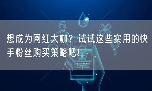 想成为网红大咖？试试这些实用的快手粉丝购买策略吧！