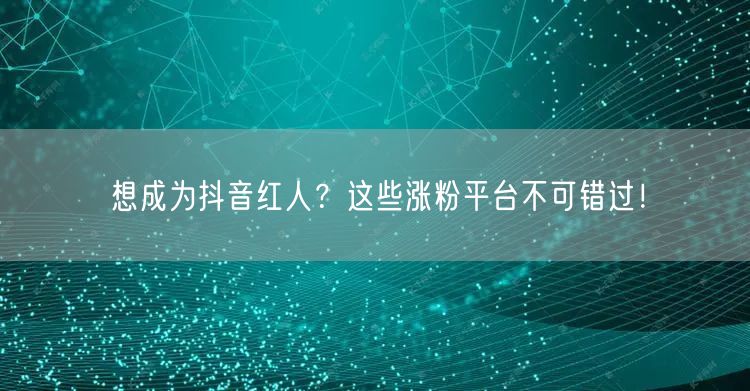 想成为抖音红人？这些涨粉平台不可错过！