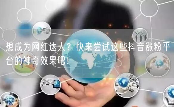 想成为网红达人？快来尝试这些抖音涨粉平台的神奇效果吧！