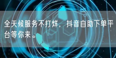 全天候服务不打烊，抖音自助下单平台等你来。