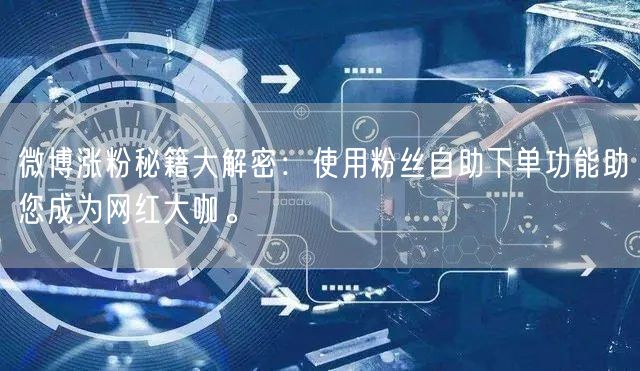 微博涨粉秘籍大解密：使用粉丝自助下单功能助您成为网红大咖。