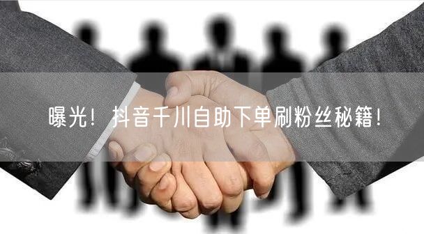 曝光！抖音千川自助下单刷粉丝秘籍！