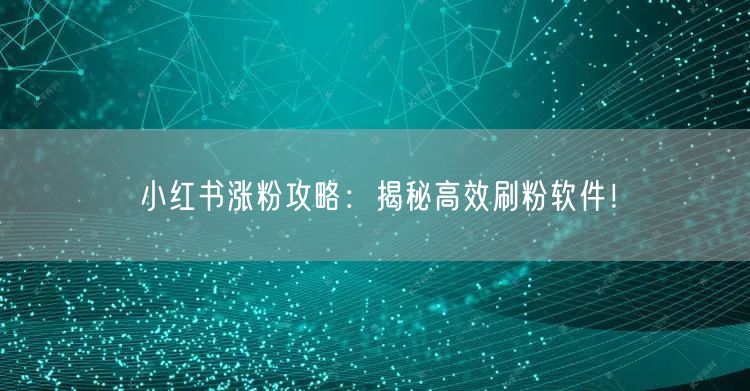 小红书涨粉攻略：揭秘高效刷粉软件！