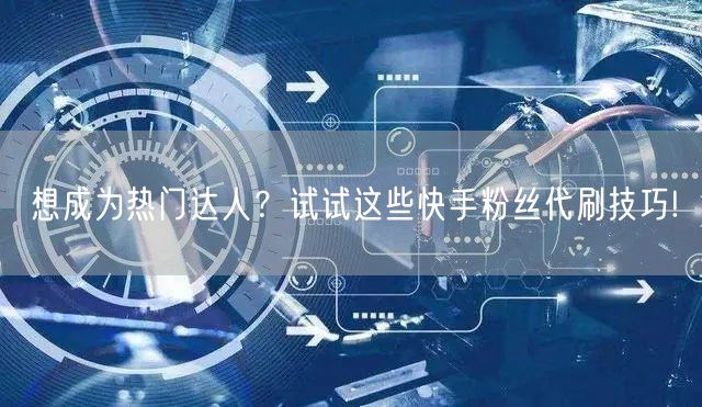 想成为热门达人？试试这些快手粉丝代刷技巧!
