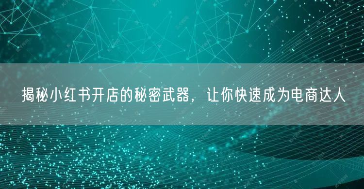 揭秘小红书开店的秘密武器，让你快速成为电商达人