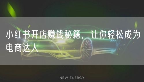 小红书开店赚钱秘籍，让你轻松成为电商达人